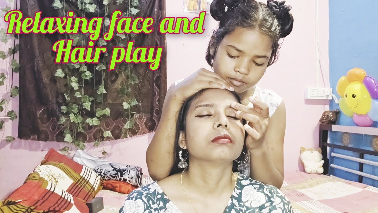 🌿 ASMR Face Touching, Head Massage & Hair Play | Deep Relaxation🥱💆‍♀️