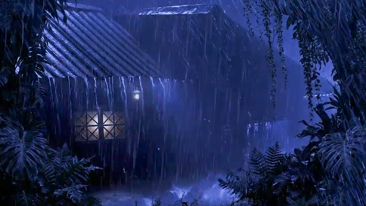 Heavy Rain Pouring on Tin Roof at Night 🌧️ Ultimate Sleep & Anxiety Relief Sounds