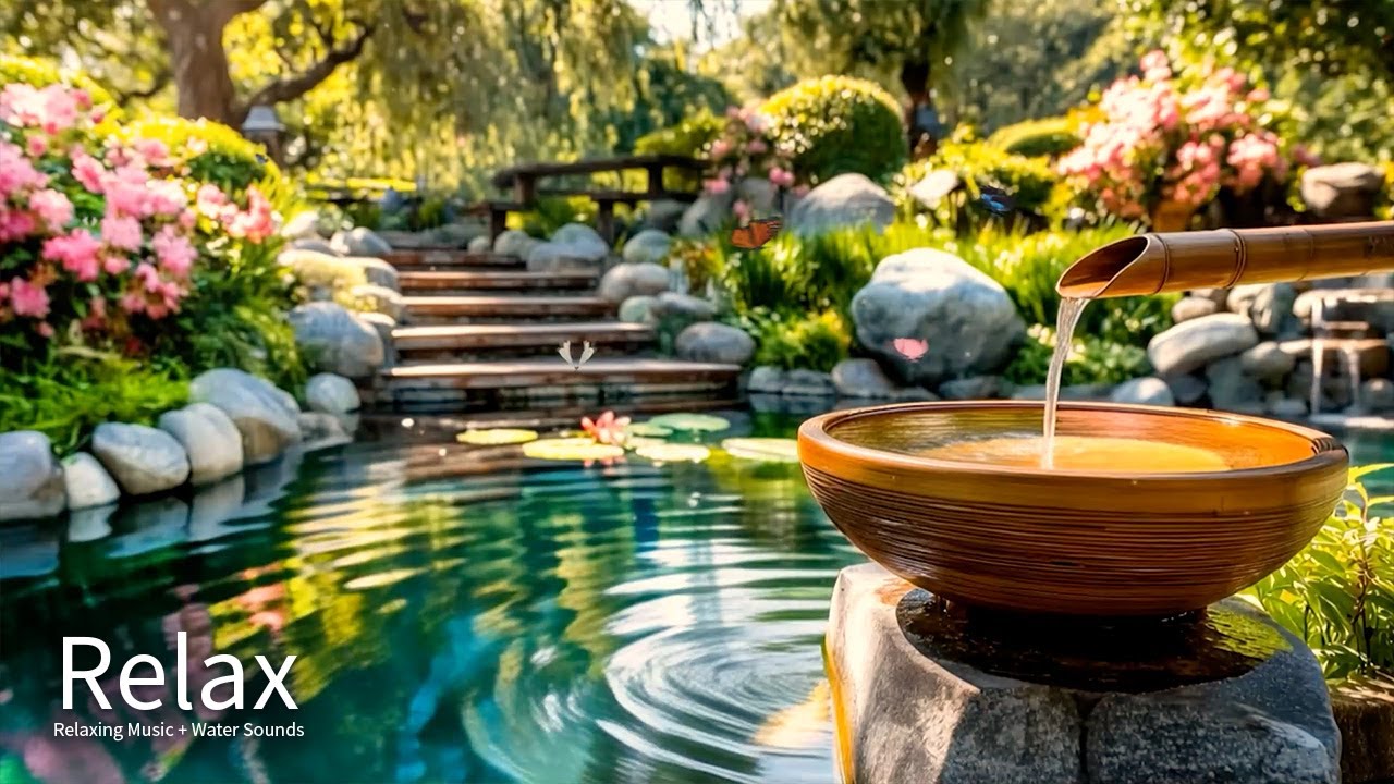 🌿Piano with Bamboo Water Sounds for Stress and Anxiety in the Evening – Deep Relaxation and Peace