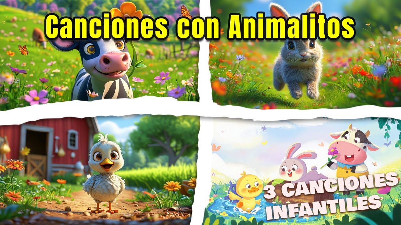 La Música que Enamora a los Niños con Animalitos 💖🎶 | Tres Canciones Infantiles para la Diversión