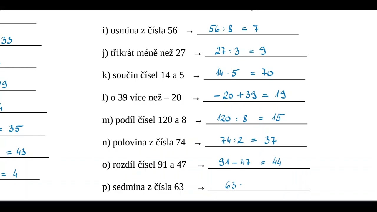 Opakování početních operací