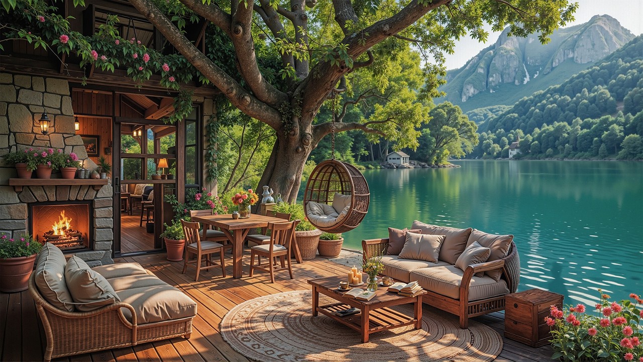 Tranquil Morning Lakeside Jazz | Soft Jazz Music and Fresh Spring Air for Focus and Relaxation