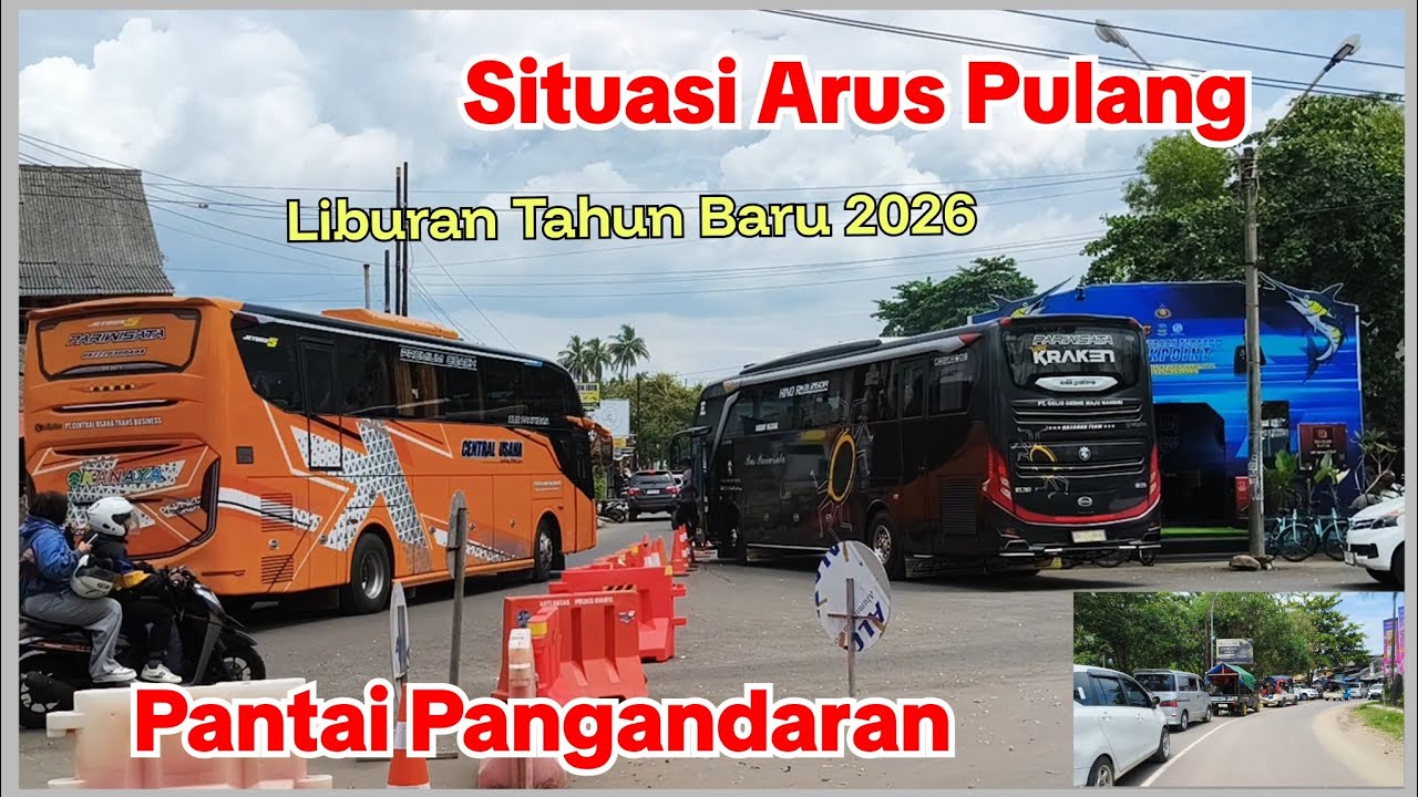 Situasi Arus Pulang Pantai Pangandaran | Liburan Tahun Baru 2026