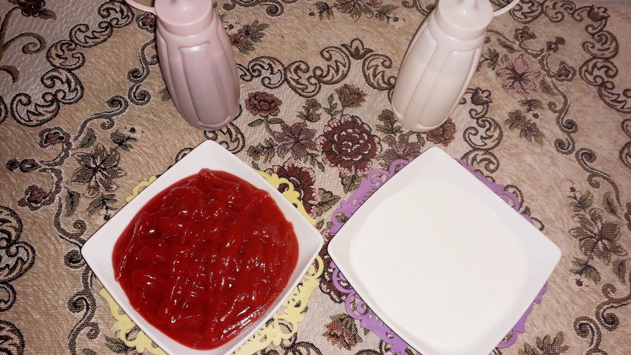 الكاتشب وسر قوام و لمعة الجاهز❤ الثومية بدون بيض بطاطس مايونيز👌