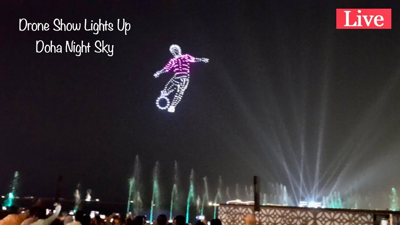 Qatar FIFA World Cup 2022 | Drone Show | Welcome to Qatar Drone Show Lights Up Doha Night Sky | 4K
