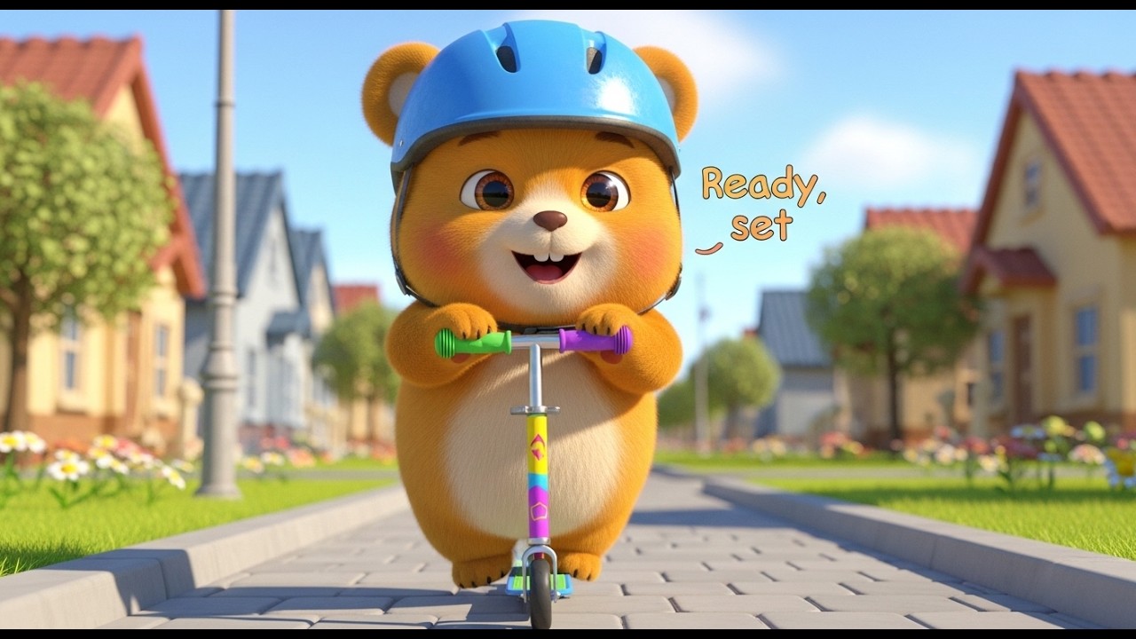 Canción Infantil del Osito Cubby – Juego de Patinete: Rodar y Pausar 🛴 | Rimas para Niños