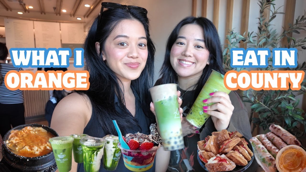 WHAT I EAT IN ORANGE COUNTY | must try matchas, waiting for seaside donuts, aesthetic girl dinner