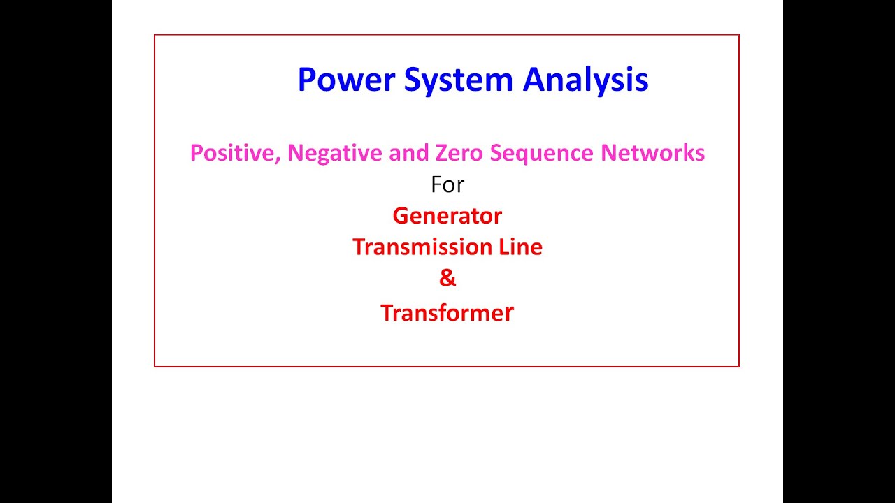 Positive. Negative, Zero Sequence network | Generator, Transmission line and Transformer