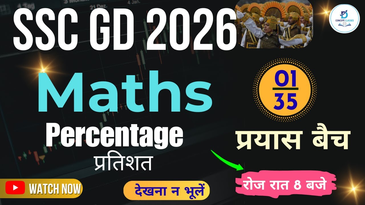 Percentage | SSC GD 2026 35 days Complete Course | SSC GD Maths Course | SSC Maths Course |