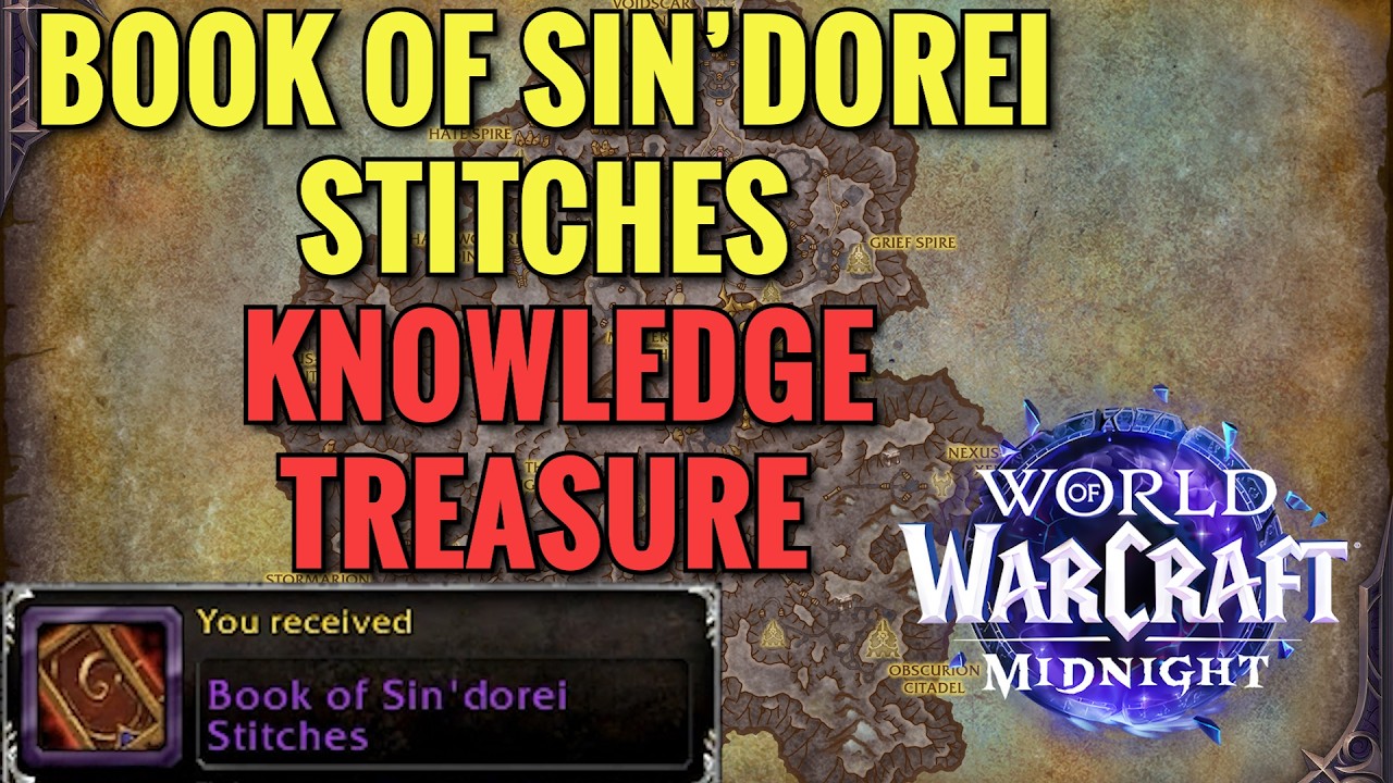 Book Of Sin'Dorei Stitches Treasure Location (+3 Tailoring Knowledge) (WoW Midnight)