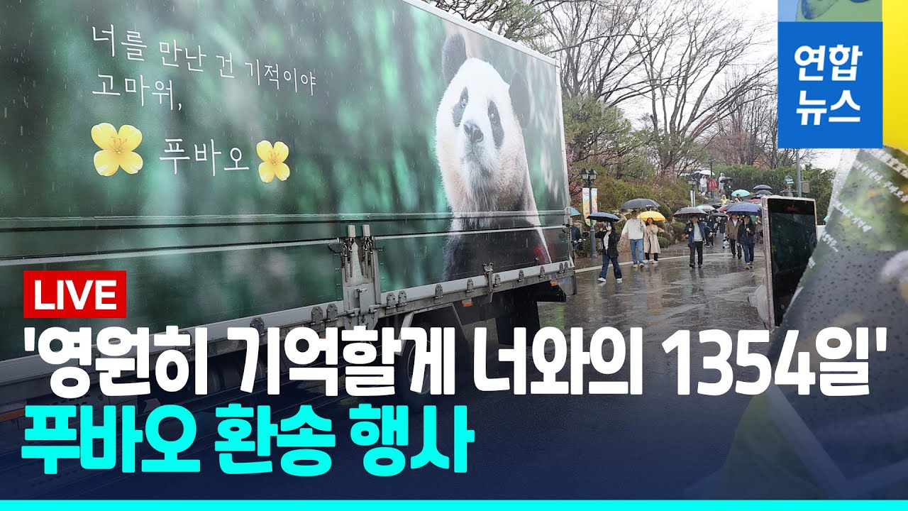 [풀영상] "잘 가 푸바오, 영원히 기억할게"…울음바다 된 푸바오 배웅길 / 연합뉴스 (Yonhapnews)