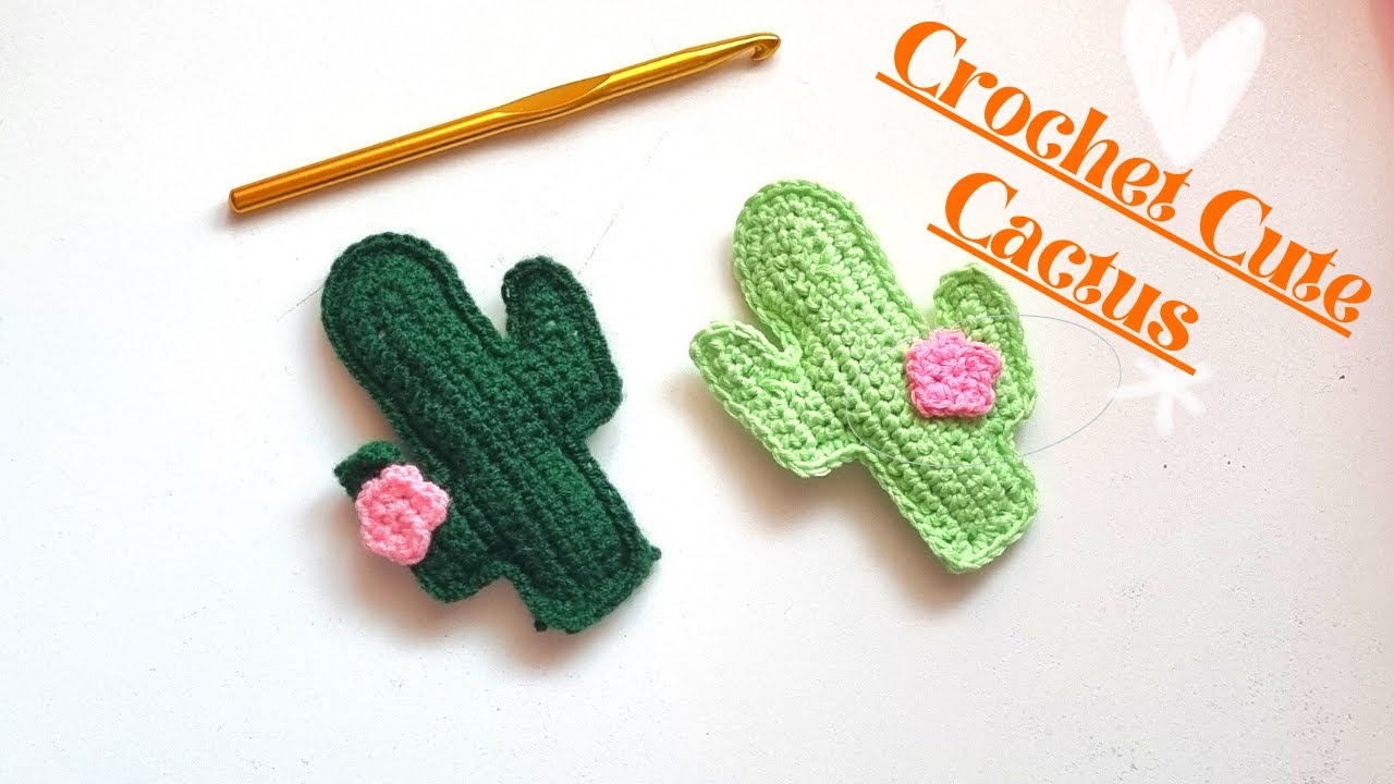 How to crochet a cactus applique _ Esy tutorial for beginners