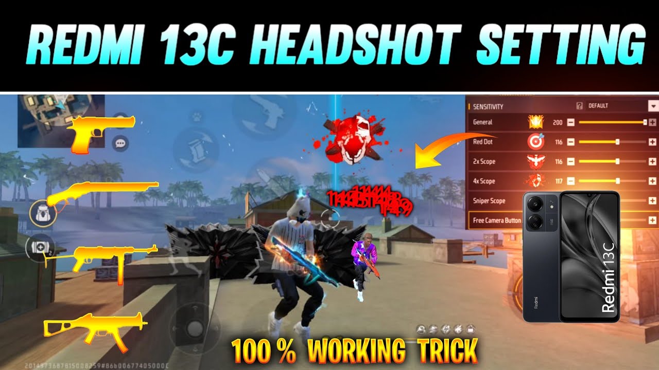 Настройки хедшотов в Free Fire 2026 || Настройки хедшотов на Redmi 13C ⚙️ Free Fire 🔥 Макс.