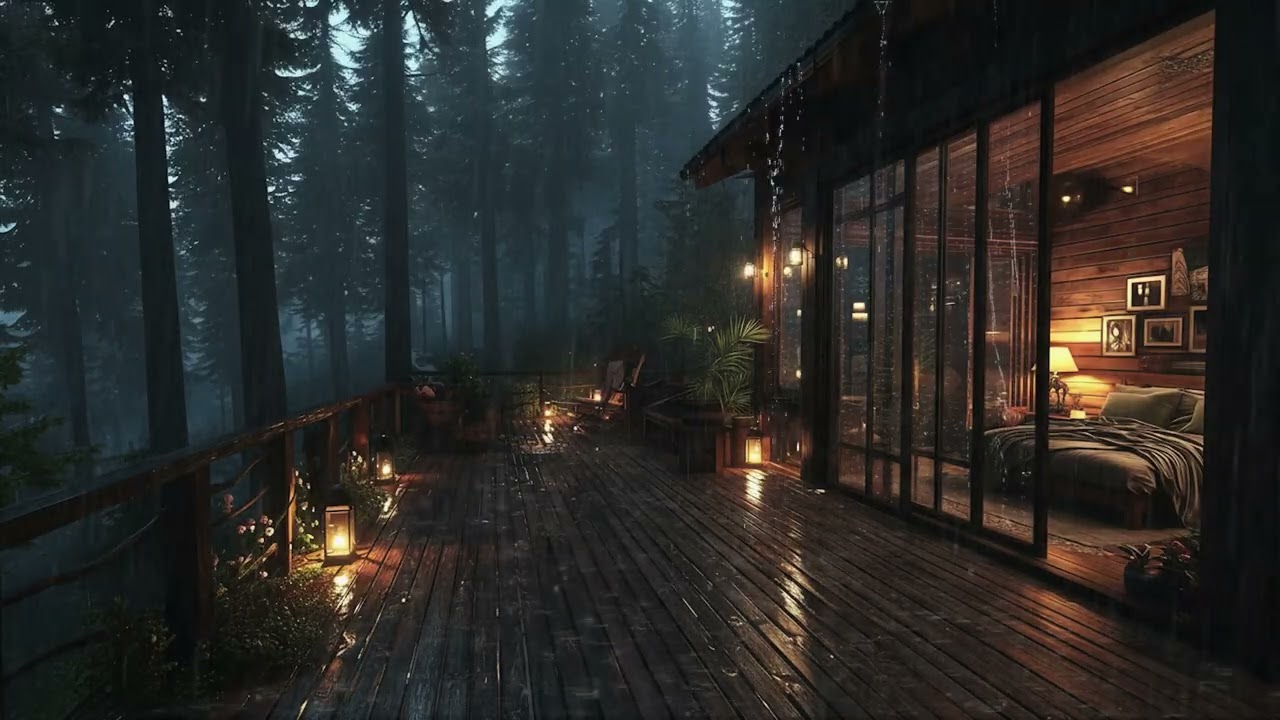 Rain Sounds in a Cozy Forest Bedroom 🌲 No Music, Pure Sleep Sounds for Deep Sleep
