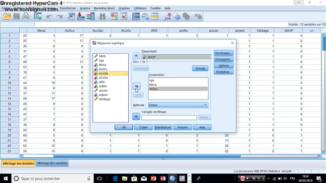 Comment faire une régression logistique binaire à partir de SPSS