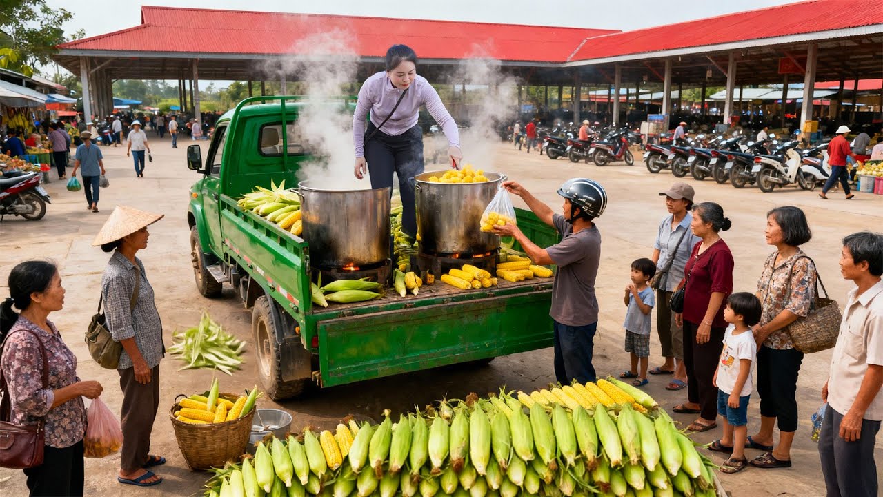 Harvesting 2000+ Corn Ears – Boiled Corn and Fresh Corn Go to Market Sell | Tieu Hue Daily