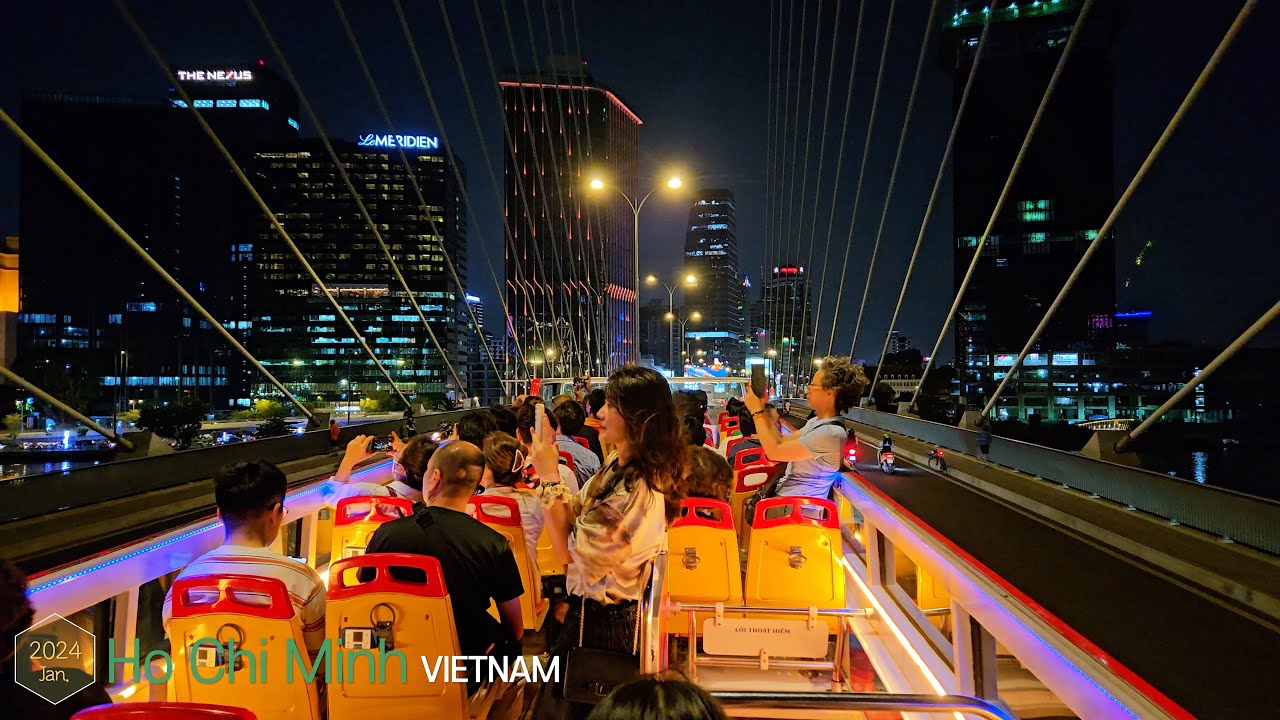 Ho Chi Minh City Night Bus Tour •[4k] Ho Chi Minh City, Vietnam