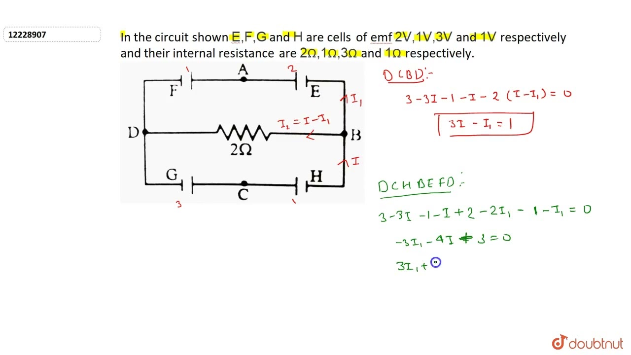 In the circuit shown E, F, G and H are cells of emf 2V, 1V, 3V and 1V respectively and their int...