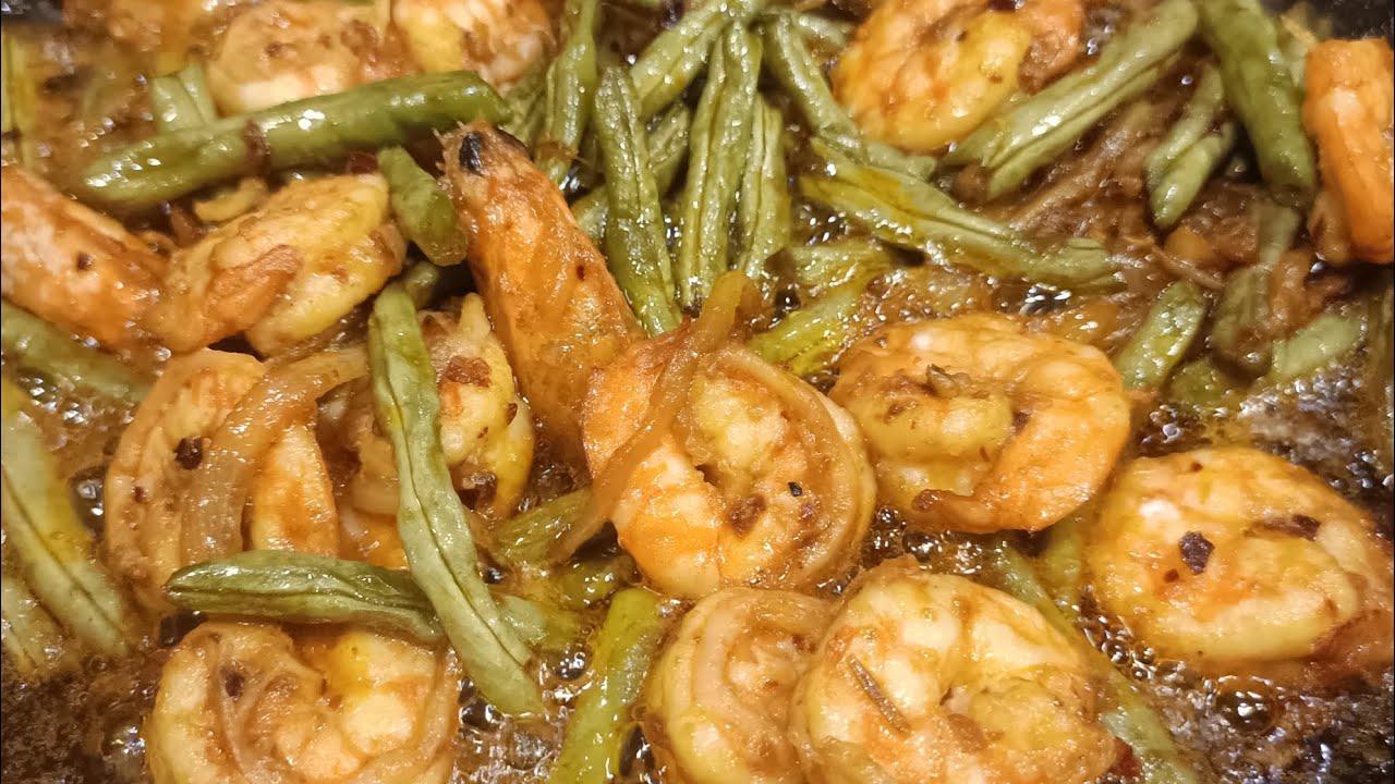 Long beans with shrimp for lunch