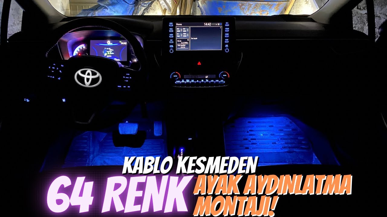 Kablo Kesmeden 64 Renk Ambiyans Ayak Aydınlatma Montajı! | Toyota Corolla 2019-2022 E210 KASA