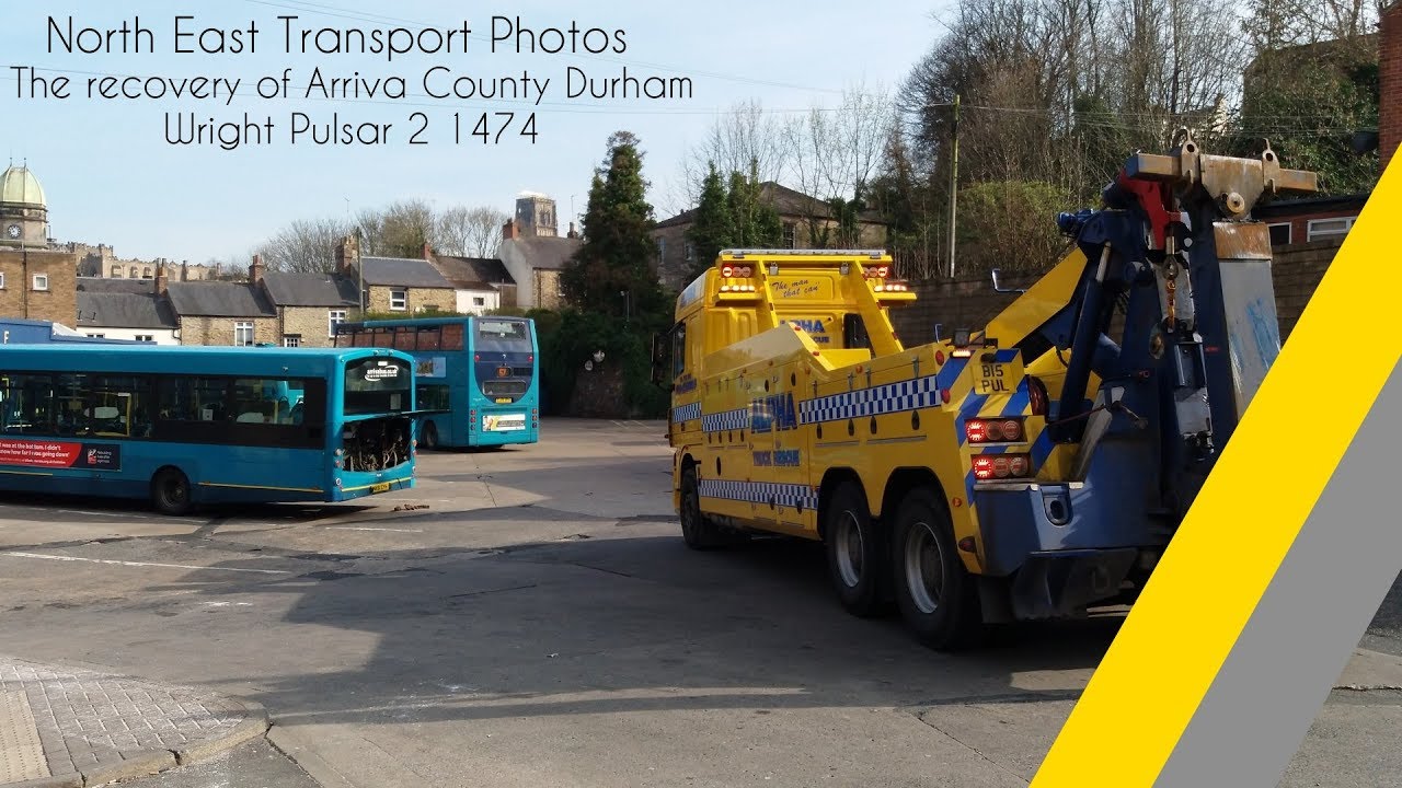 Tow Time | Arriva Durham County Wright Pulsar 2 1474 NK61 CYH getting towed