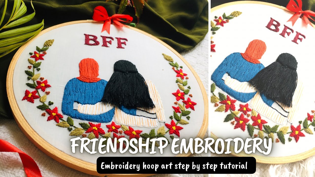 Character embroidery hoop art🪡 |friendship theme | full hand embroidery tutorial | Bits of Threads