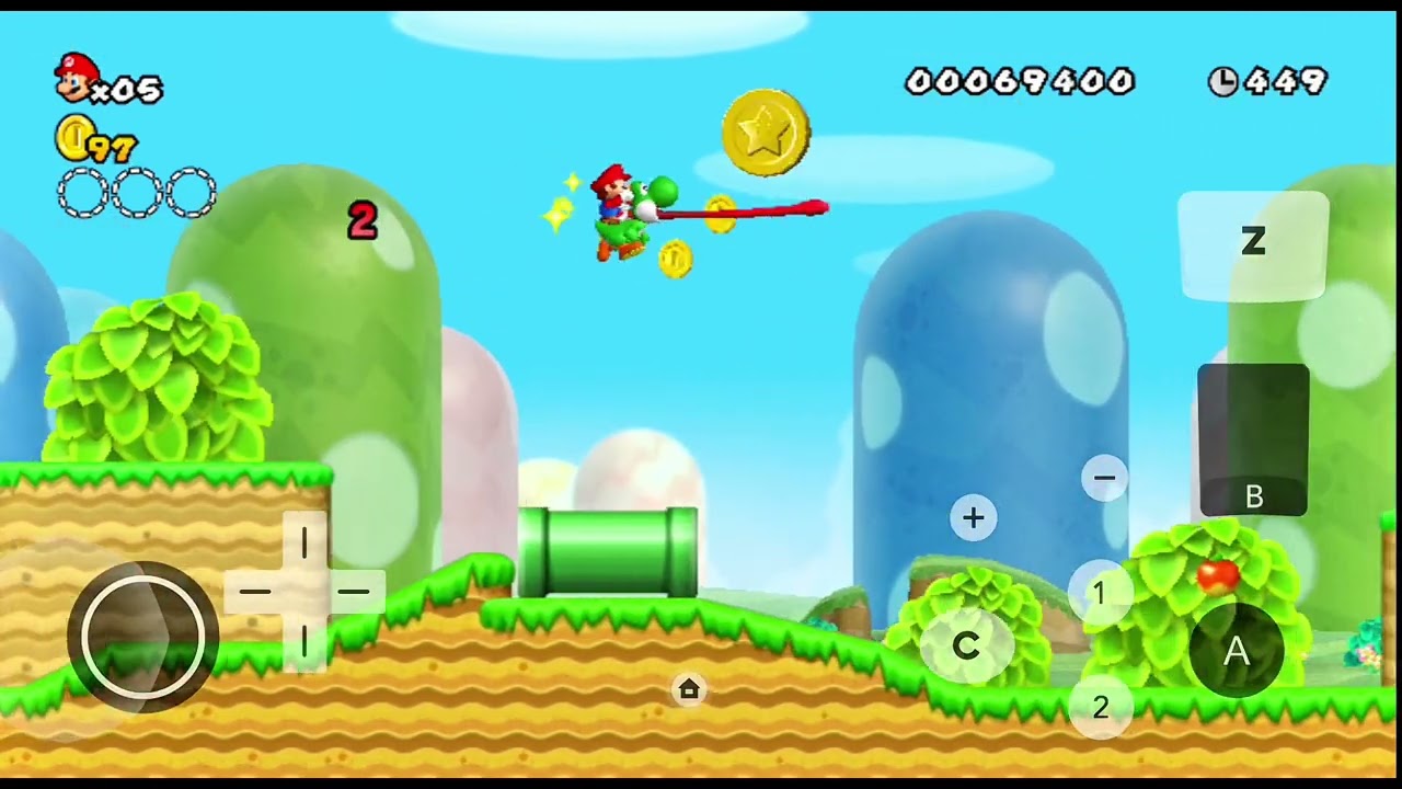 Gameplay of New Super Mario Bros Wii Nintendo emulator