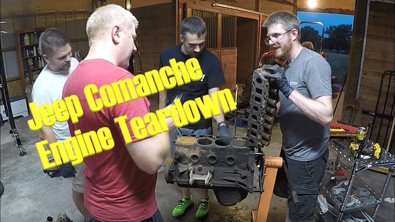 Tearing down our Jeep Comanche's old engine to see what went wrong