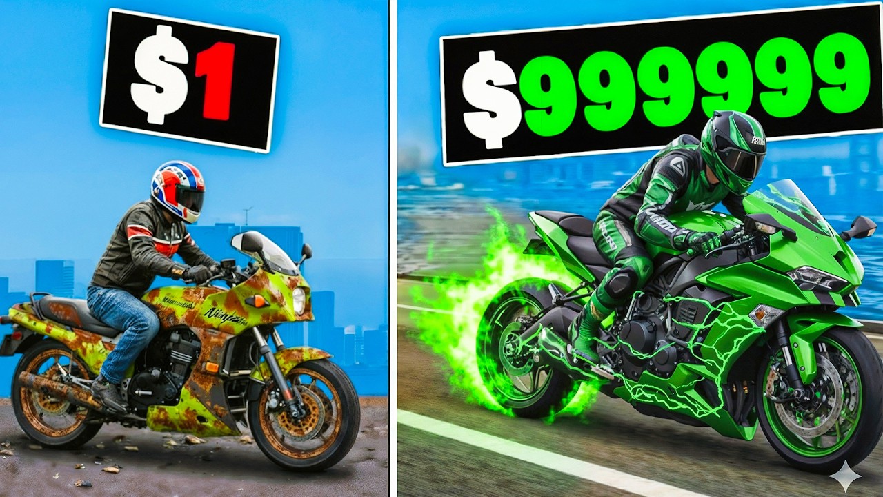 $1 to $1,000,000,000 KAWASAKI BIKE in GTA 5!