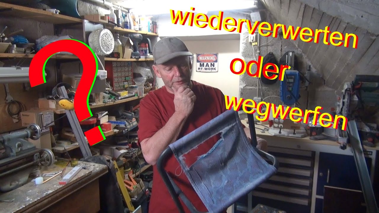 Tisch aus altem Campinghocker