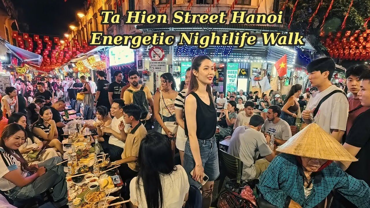 Explore Ta Hien Street Hanoi in 4K  Bustling Saturday Night Beer Street