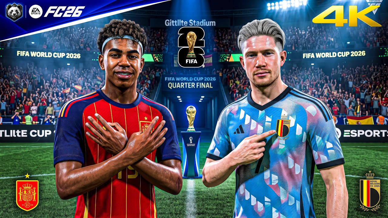 FC 26 &mdash; Испания против Бельгии &mdash; Четвертьфинал Чемпионата мира по футболу FIFA 2026, полный матч ...