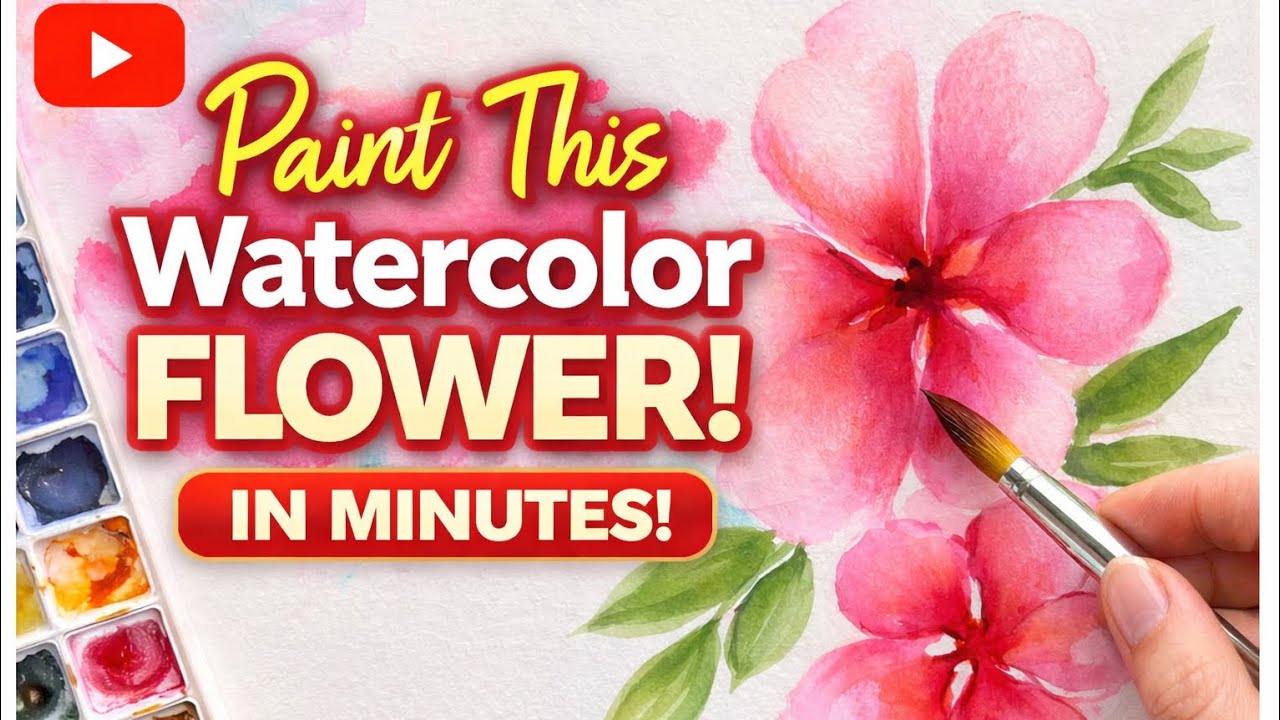 See the magic happen🤩😳watercolour flower for beginners 👆🏻easy watercolour trick