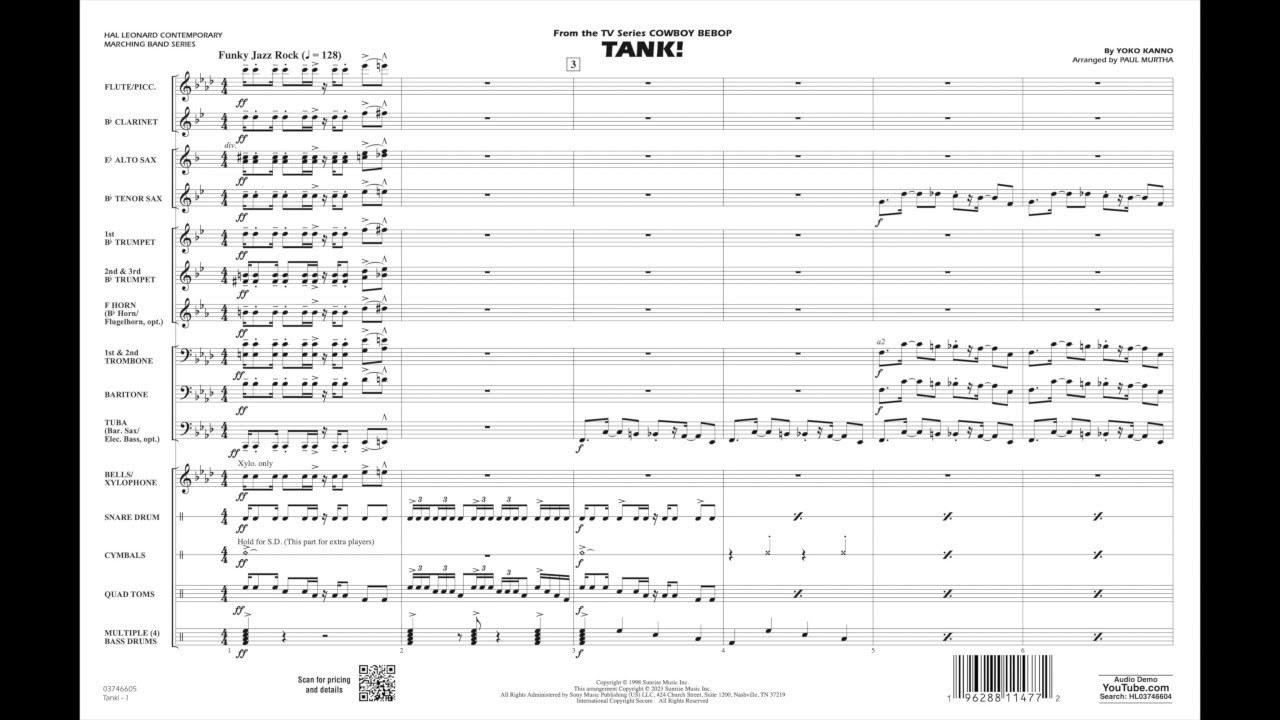 Tank! by Yoko Kanno/arranged by Paul Murtha