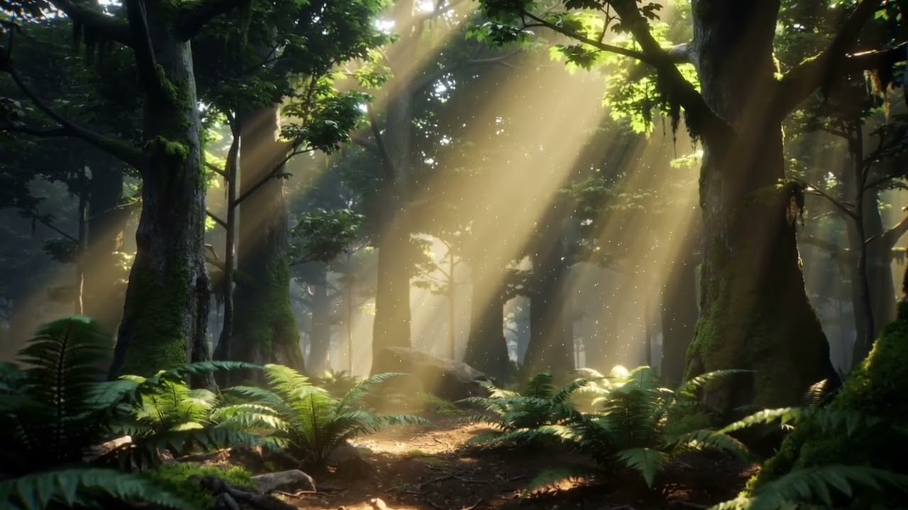 Sunbeams in Forest | Peaceful Background