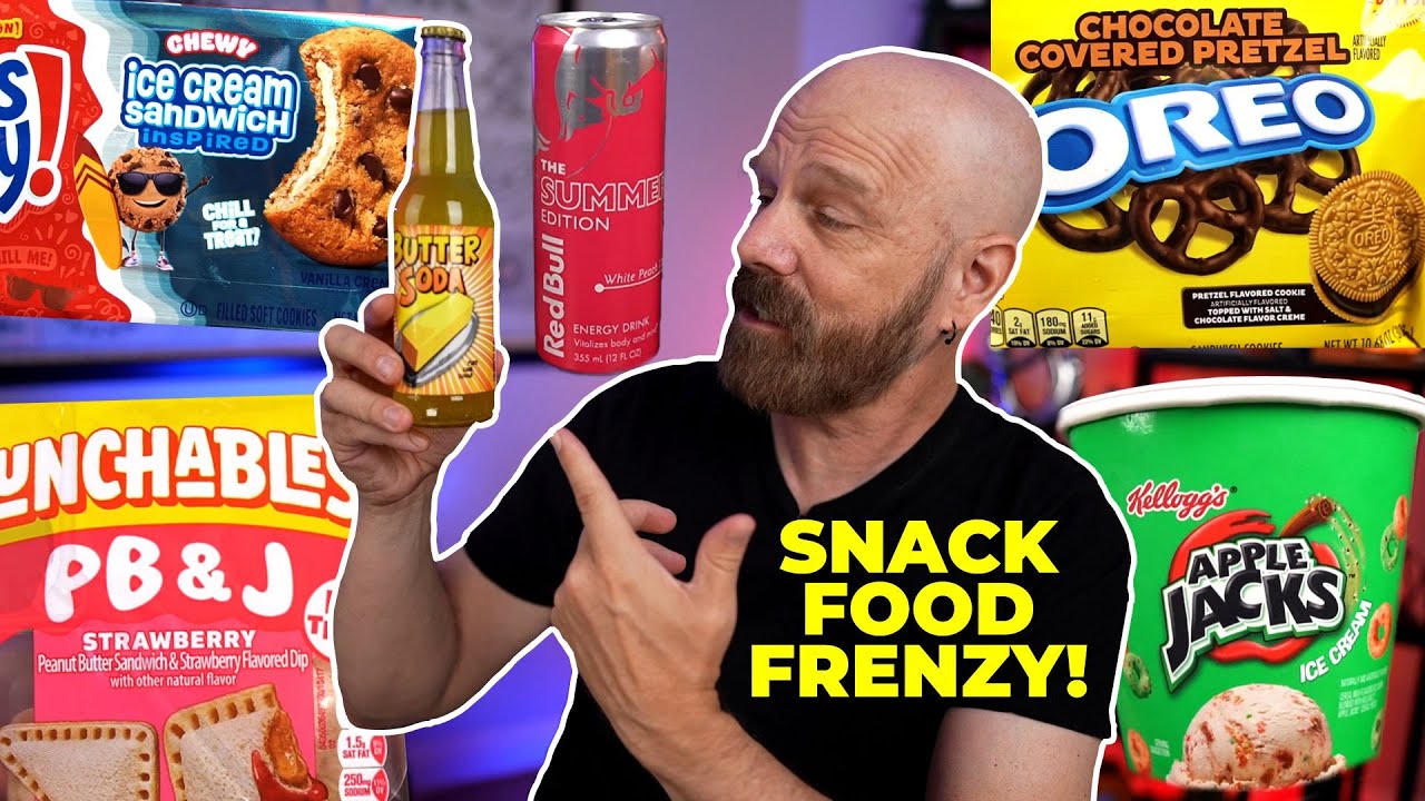 Snack Food Overload! Tasting New M&Ms, Oreo, Red Bull, Butter Soda, and More!