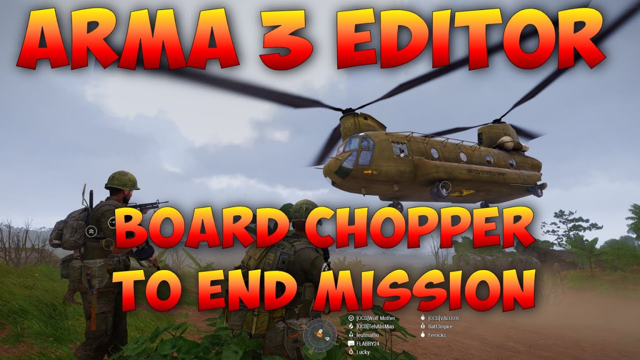 Arma 3 Eden Editor | End Mission by Boarding Chopper tutorial