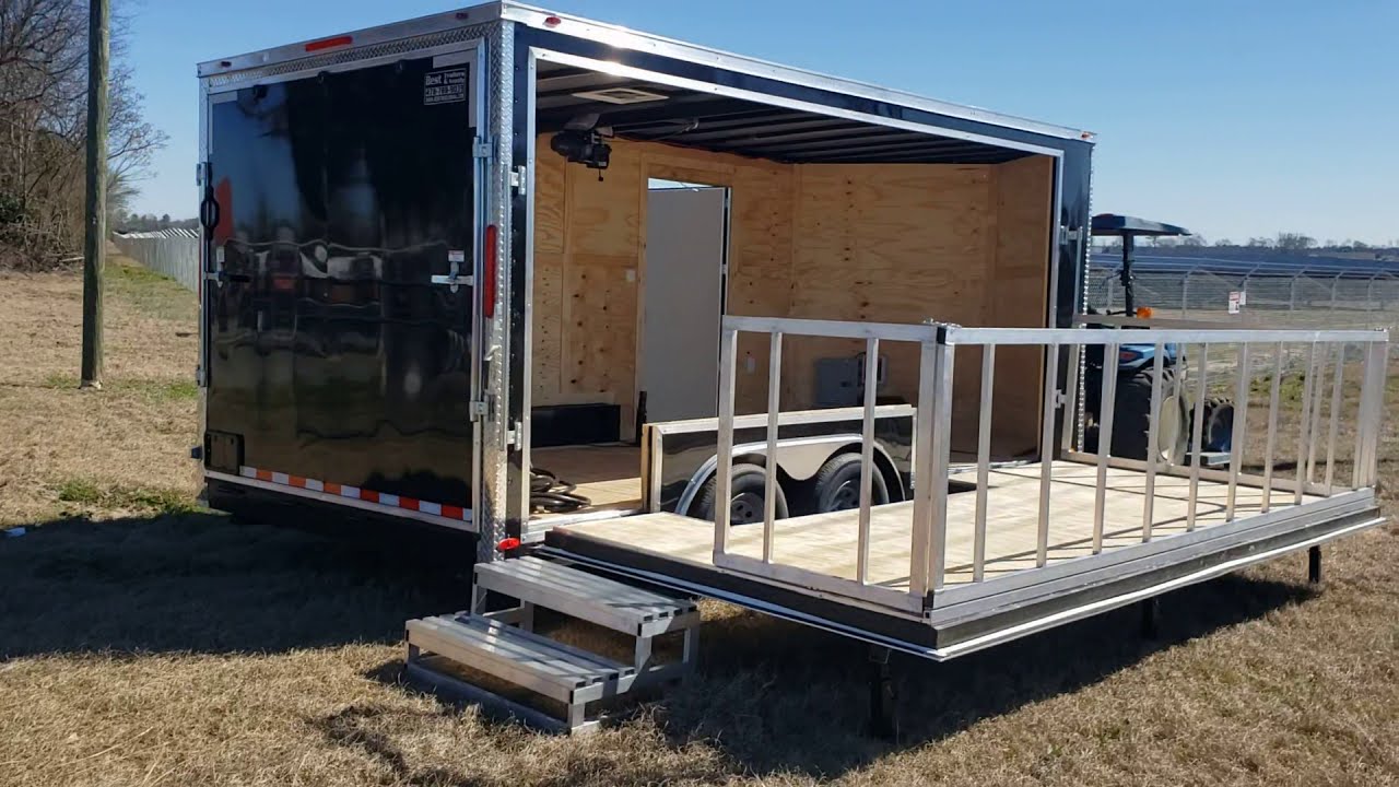 8 x 16 stage trailer enclosed fold down stage with power