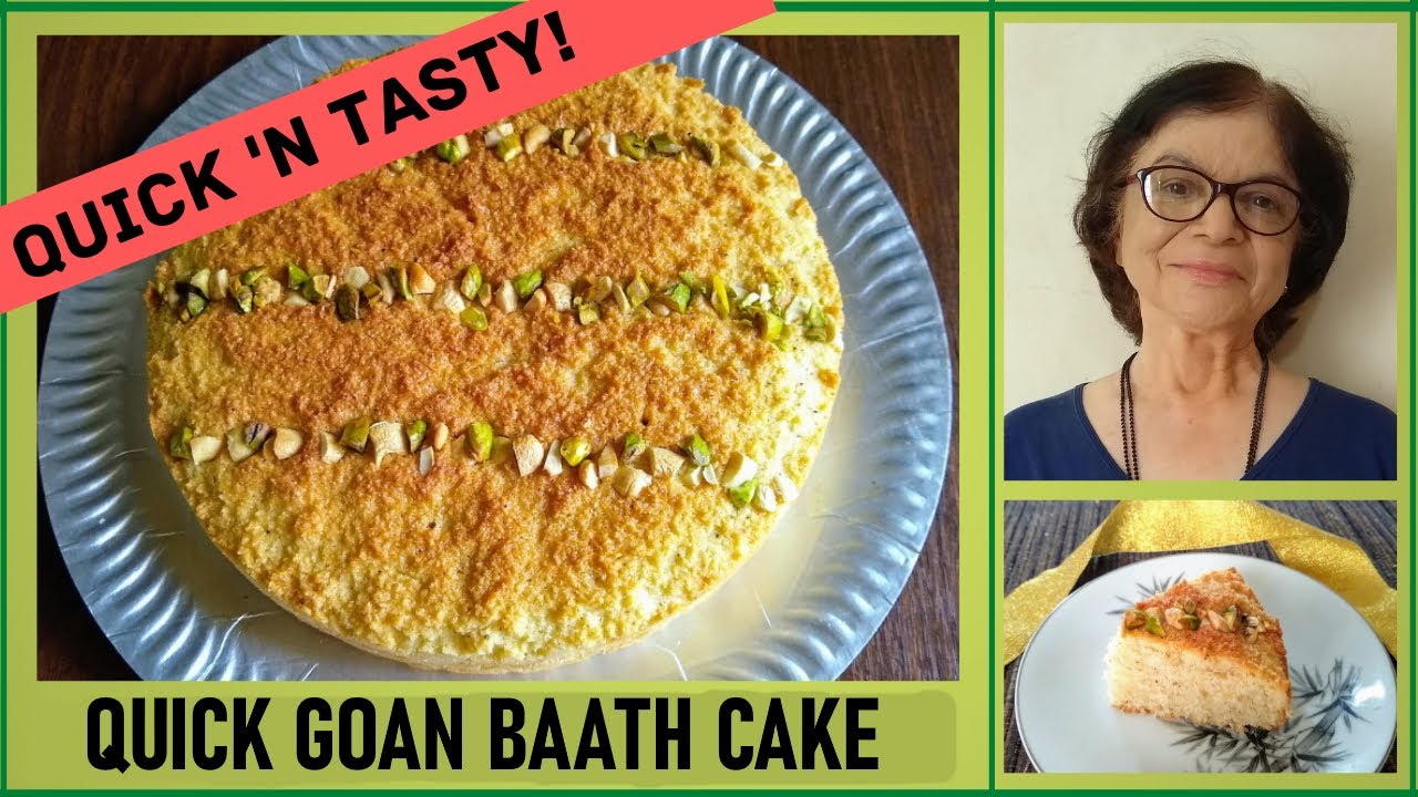 Quick Goan Baath Cake, No Overnight Resting / Coconut Cake Without Maida / Semolina and Coconut Cake