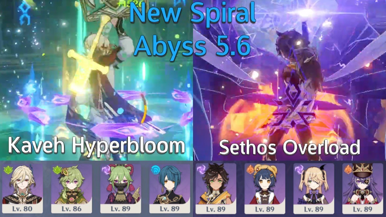5.6 Spiral Abyss 12 | 4 Stars Only - Kaveh Hyperbloom and Sethos Overload | Genshin Impact