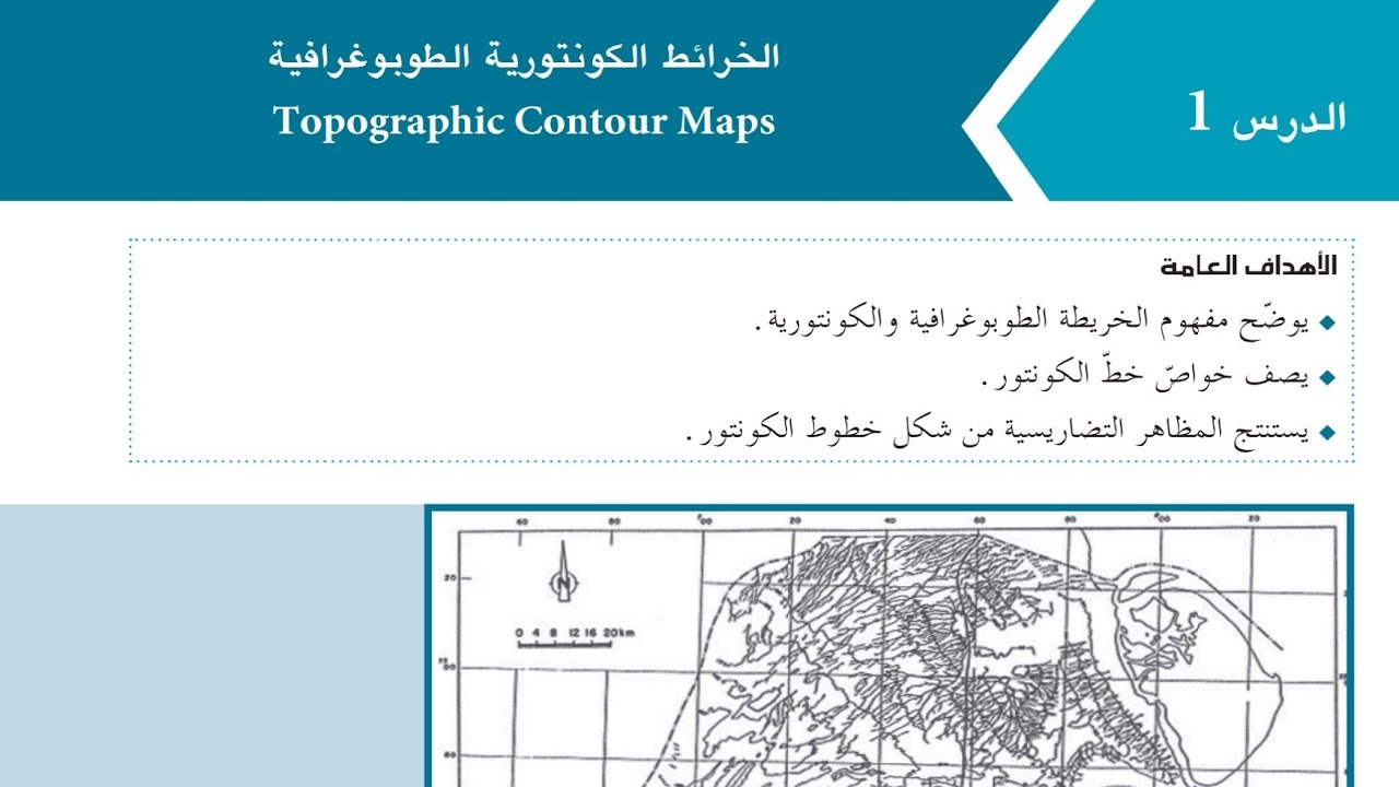 شرح درس الخرائط الكونتورية الطوبوغرافية جيولوجيا الصف 11 علمي الفترة الثانية المنهاج الكويتي الجديد 