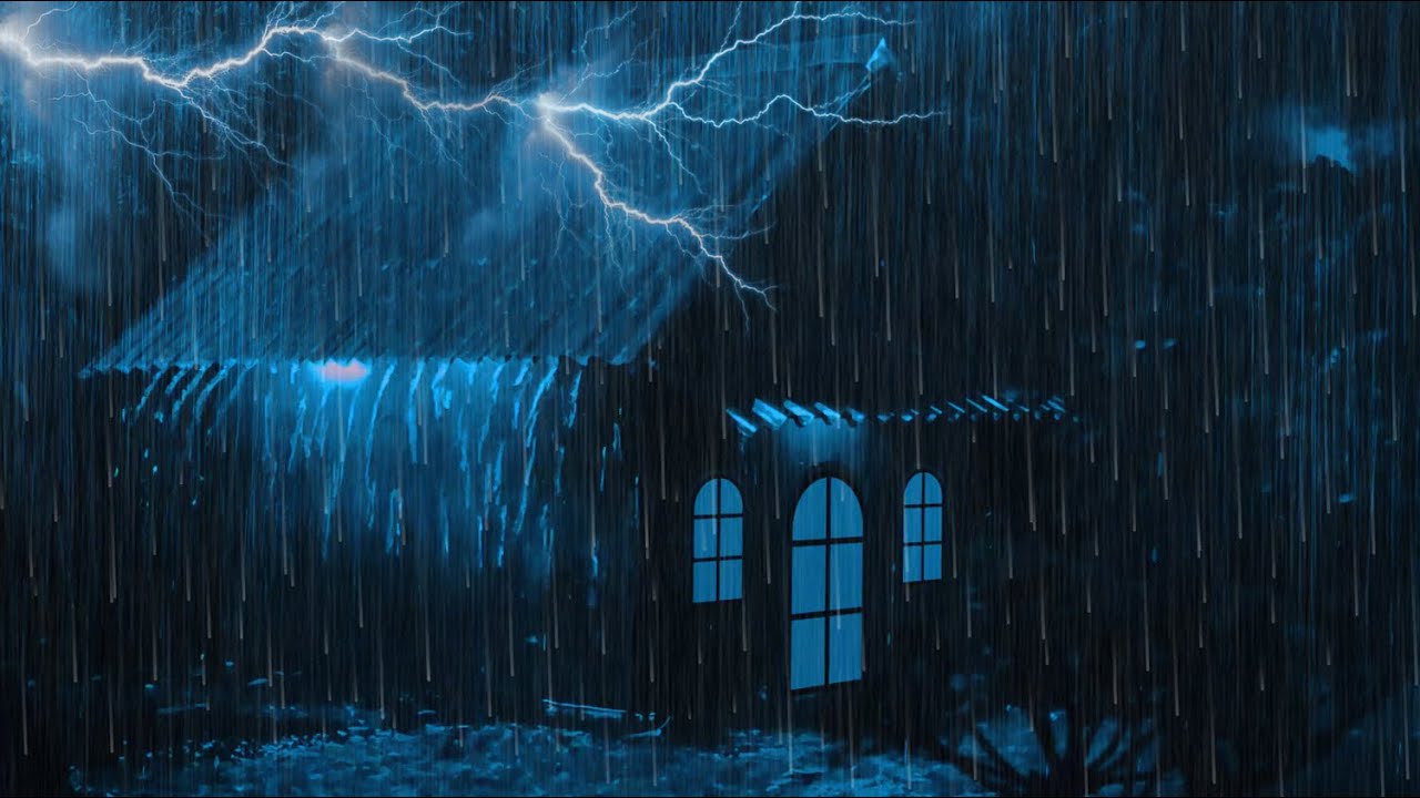 Ultimate Relaxation with Heavy Rain on Tin Roof for Sleeping & Rolling Thunderstorm Ambience at Sky