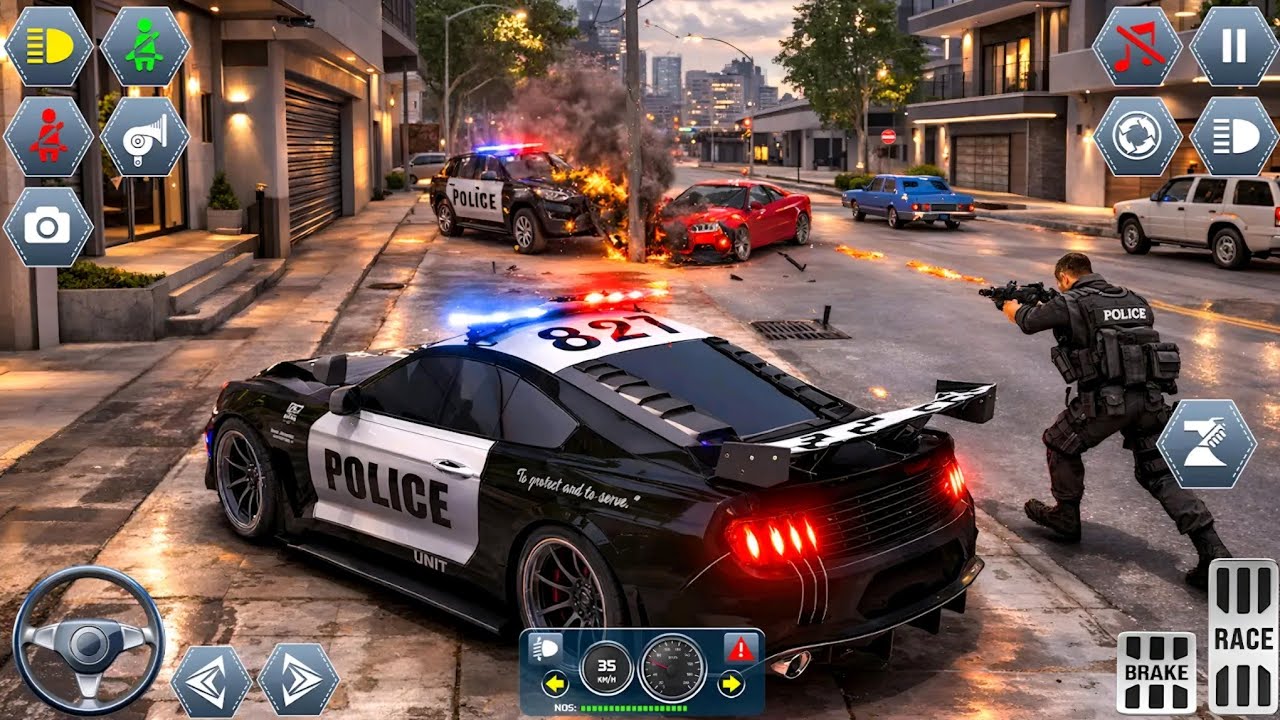 🚓 Police Car Chase Simulator 3D – Real City Cop Pursuit Gameplay (Android)