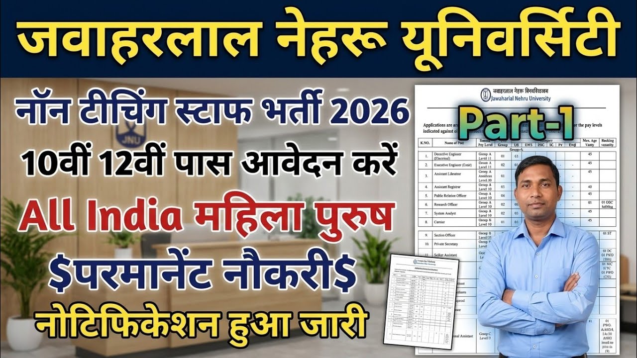 Jawaharlal Nehru University Delhi Non Teaching Staff Vacancy 2026 #jnu 