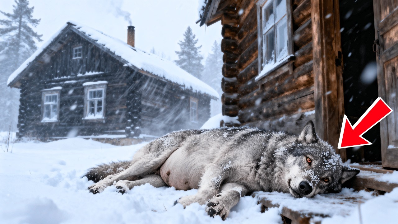 A Pregnant Wolf Lay Motionless Before An Old Cabin, Hoping For Help—And A Miracle Happened.