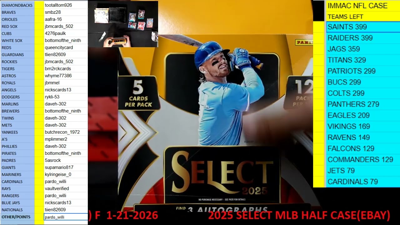 CAJUNBREAKER 2025 SELECT MLB HALF CASE(EBAY) F  1-21-2026
