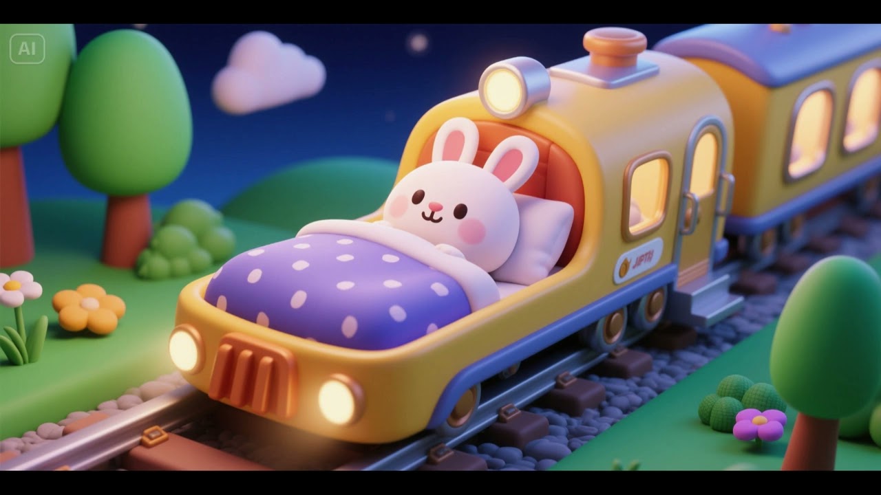 Baby Bunny&rsquo;s Sleep Train Adventure | Bedtime Lullaby Song for Kids | Relaxing Sleep Music