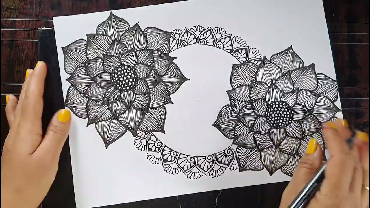 Zentangle Flower art || How to draw Zentangle Flower art || easy to draw step by step