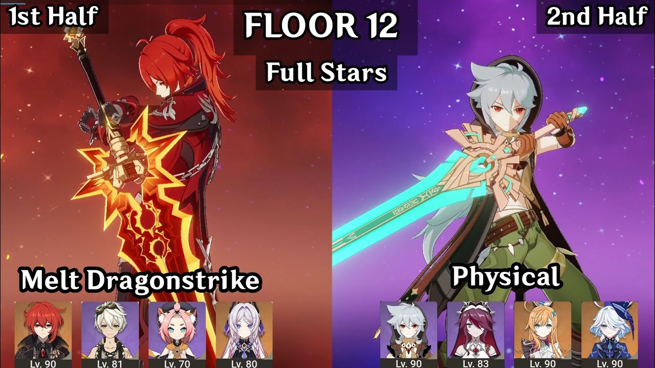 Diluc Melt Dragonstrike + Razor Physical | 5.8 Spiral Abyss Floor 12 9 Stars | Genshin Impact