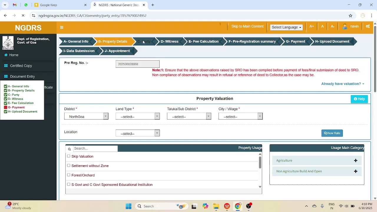 SALE DEED ENTRY ON NGDRS AFTER APPROVAL
